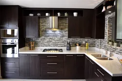 Kitchen design with black splashback