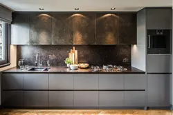 Kitchen design with black splashback