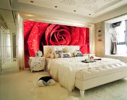 3D wallpaper above the bed photo in the bedroom