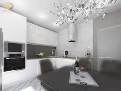 Müasir üslubda boz və ağ tonlarda mətbəx dizaynı