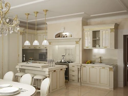 Kitchen design in a classic style in light colors