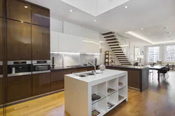 High ceiling kitchen interior