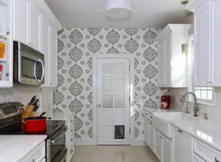 Wallpaper for a small kitchen combined design
