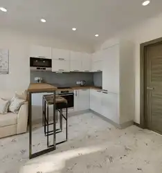 L-shaped living room kitchen design