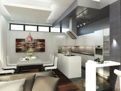 L-shaped living room kitchen design