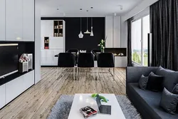 Qaranlıq mərtəbə mətbəx qonaq otağı dizayn