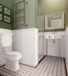 Photo of a bathtub with half tiles