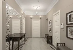 Photo of a hallway with a gray door