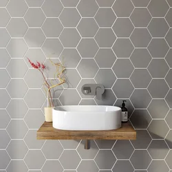 Honeycomb tiles for the bathroom in the interior