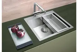 Stainless steel sinks for the kitchen under the countertop, mortise photos