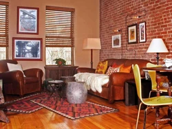 Living room interior in terracotta colors
