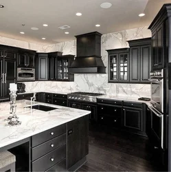 Dark kitchen set photo