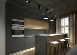 Graphite kitchen with wood in the interior