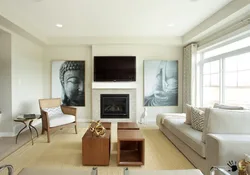 Fireplace in the living room 20 sq m photo