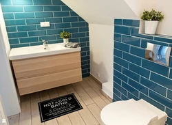 Bathroom interior with half tiles