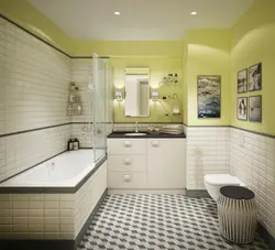 Bathroom interior with half tiles