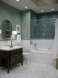 Bathroom interior with half tiles