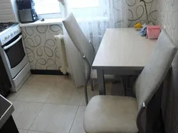 Table in a small kitchen design photo Khrushchev