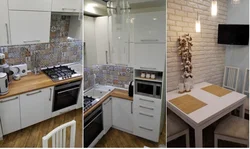 Table in a small kitchen design photo Khrushchev
