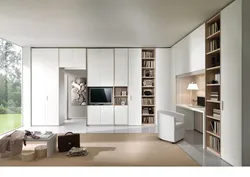 Built-in furniture for the living room in a modern style photo design