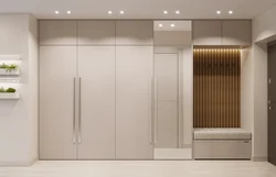 Built-in compartment doors in the hallway photo