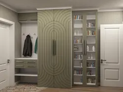 Built-in compartment doors in the hallway photo