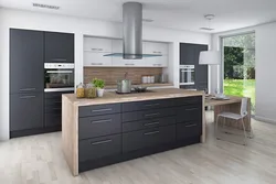 Graphite kitchen with wood in the interior