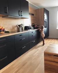 Graphite kitchen with wood in the interior