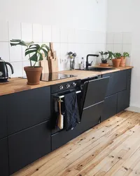 Graphite kitchen with wood in the interior