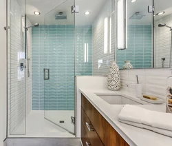 Rectangular bathroom design with shower