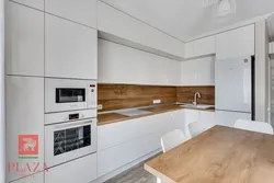 Гӯшаи Ошхона Сафед Бо Акс Countertop Чӯбӣ Дар Дохили
