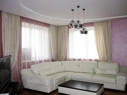 Narrow living room two windows design