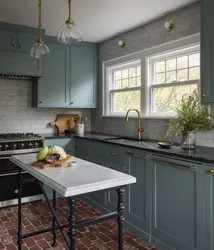 Blue-Green Kitchen In The Interior