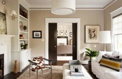 Bright apartment with dark furniture photo