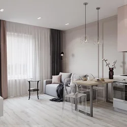 Beige Interior Kitchen Living Room Photo