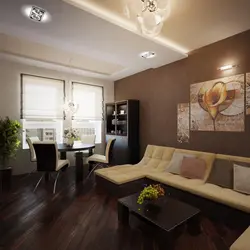Kitchen living room in brown tones photo