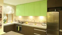 Green kitchens with beige interior photo