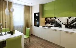 Green kitchens with beige interior photo