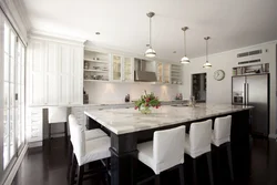Kitchen design with white table