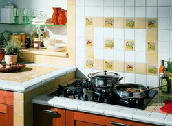 Ceramic tiles on the walls in the kitchen photo