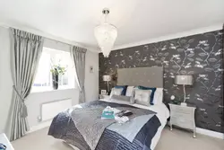 Gray Wall In The Bedroom Interior Combination