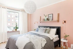 Color combination in the bedroom interior peach