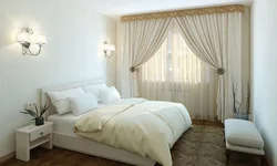 Ceiling curtains in the bedroom interior