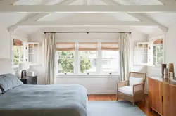 Ceiling curtains in the bedroom interior