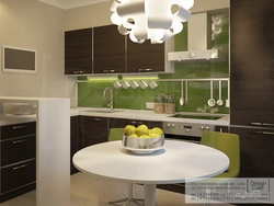 Combination of green with other colors in the kitchen interior