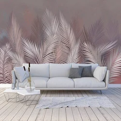 Palm leaves in the bedroom interior