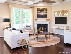 Corner fireplace in the apartment interior photo