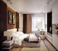 Room design 18 sq m bedroom with balcony photo