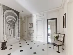 White tiles on the hallway floor photo