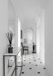 White tiles on the hallway floor photo